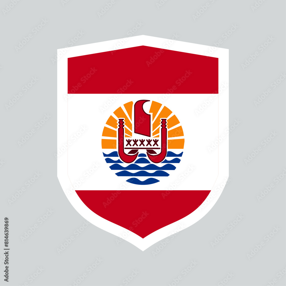French Polynesia Flag in Shield Shape French Polynesia Flag in Shield Shape