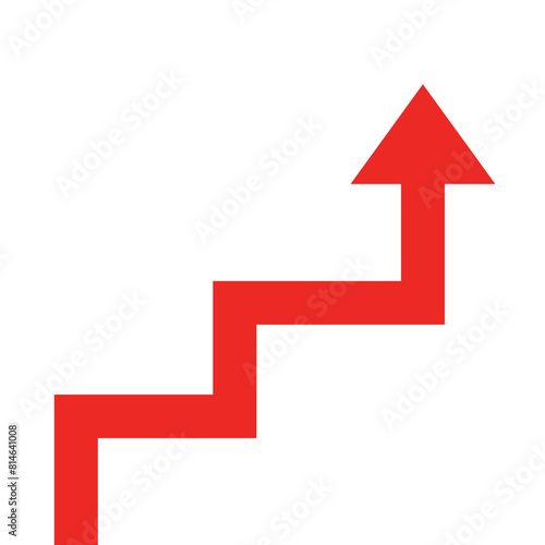business arrow pointing up zig zag shaped like stairs photo