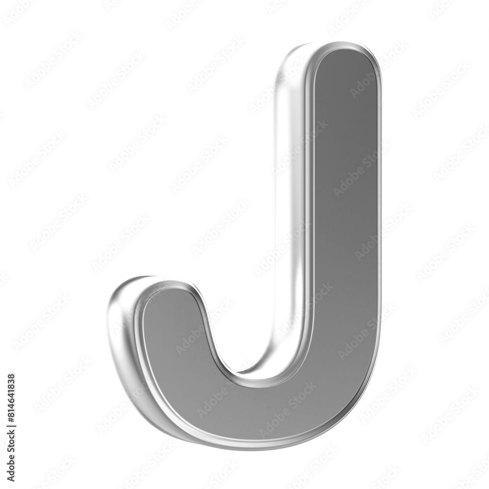Silver 3D Font Letter J uppercase Silver 3D Font Letter J uppercase