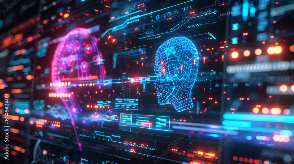 Obraz premium Neural Networks Unleashed: The Frontier of Brain Mapping; Mind Over Machine: Revolutionizing Neurotechnology