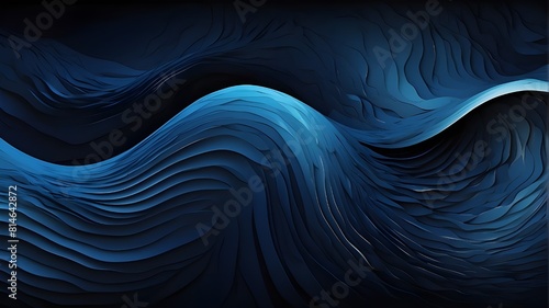 Abstract background, black, dark azure, cobalt, sapphire blue Gradient of color geometric configuration Curved line with a wave rough, grunge-style grain photo
