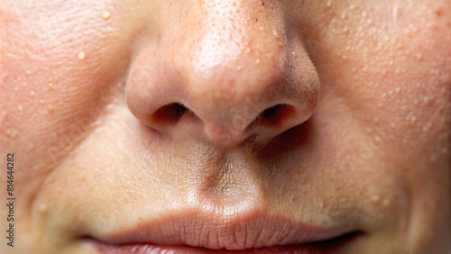 Close-up of a nose with a hint of oiliness, suggesting skincare concerns photo