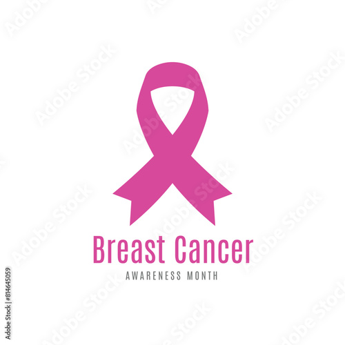 Pink ribbon to World Breast Cancer Awareness month. Bright Brest Cancer medical Post. Vector illustration.