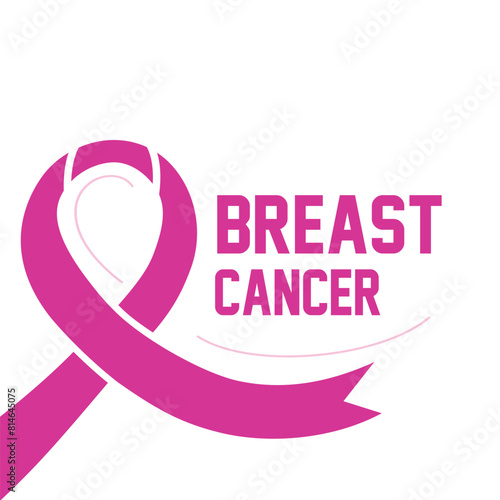 Pink ribbon to World Breast Cancer Awareness month. Bright Brest Cancer medical Post. Vector illustration.