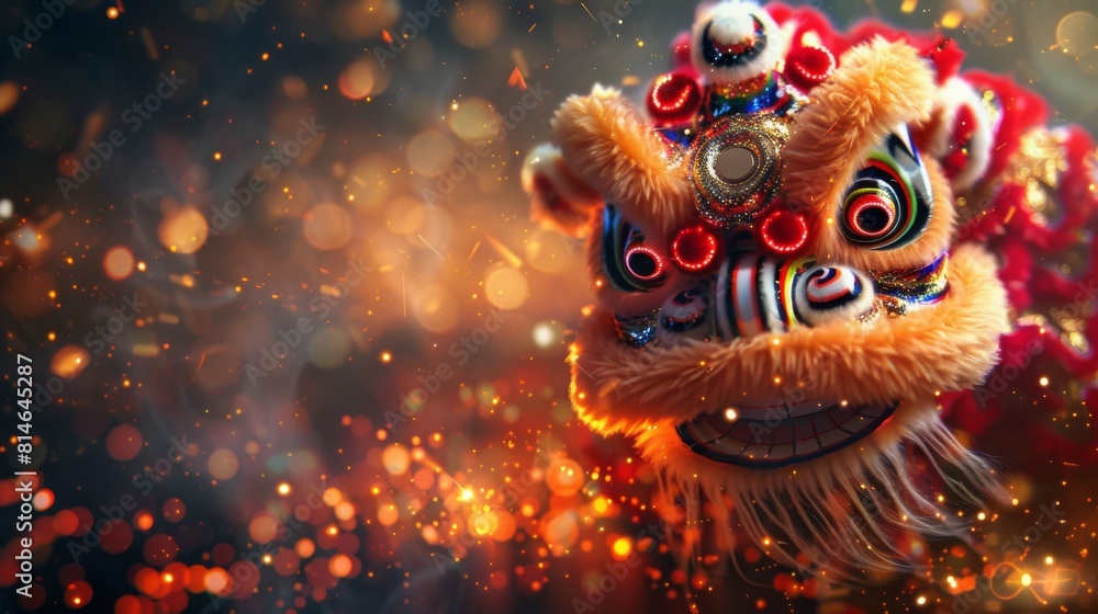 China new year background with lion dance