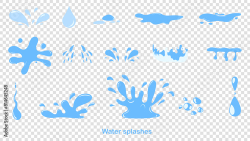 Water drops nature splash elements ,wet droplets of dew shapes isolated on a transparent background , illustration Vector EPS 10