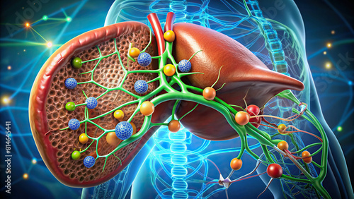 Detailed photo showcasing liver's role in metabolic pathways photo