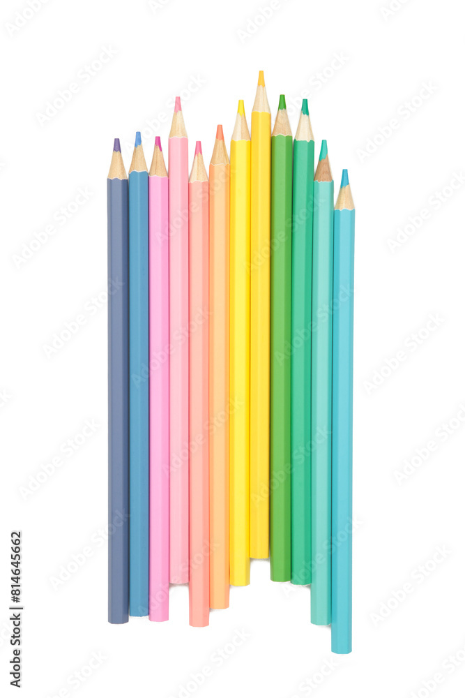 Obraz premium Pastel colorful pencils isolated on white background