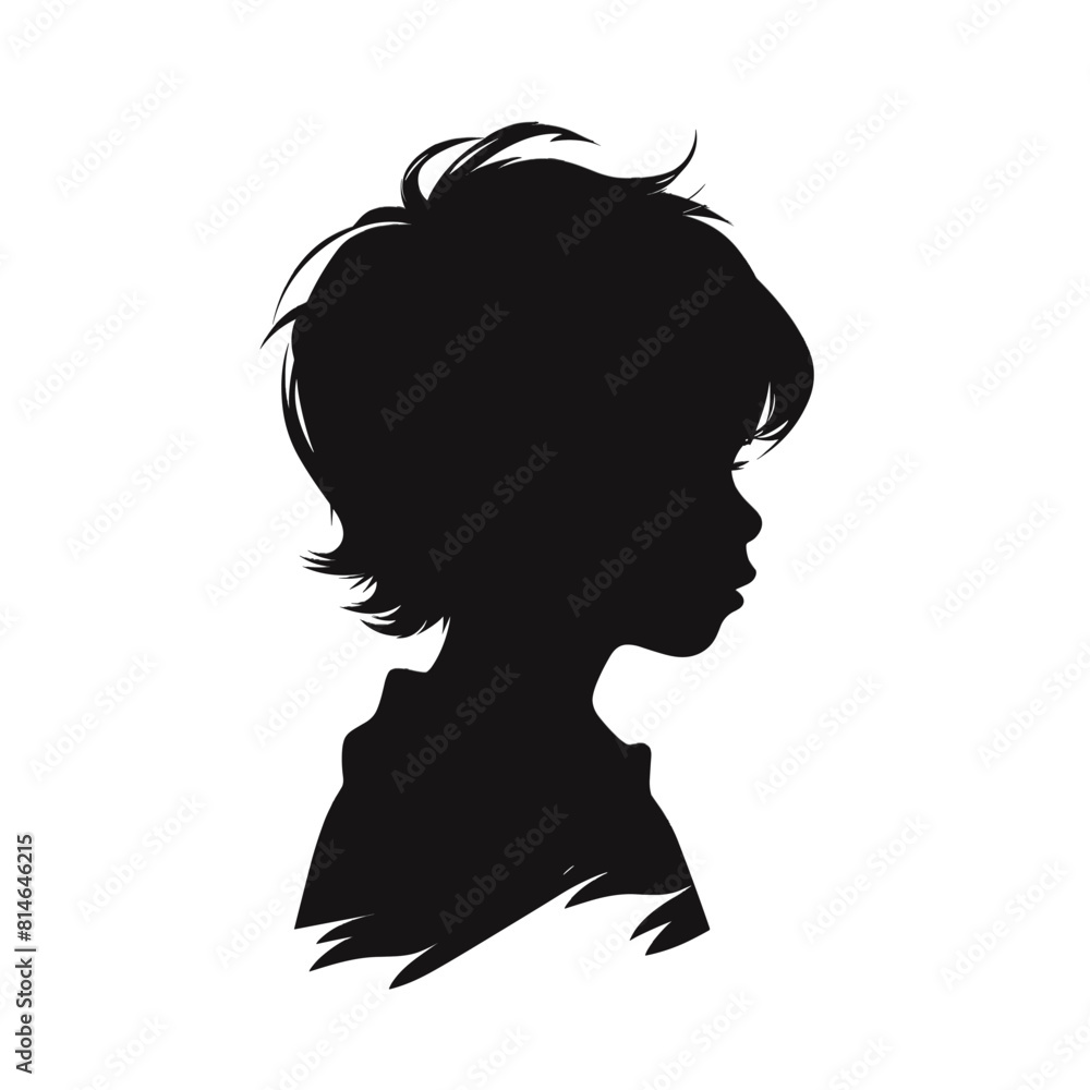 Cute child portrait silhouette vector design isolated on white background