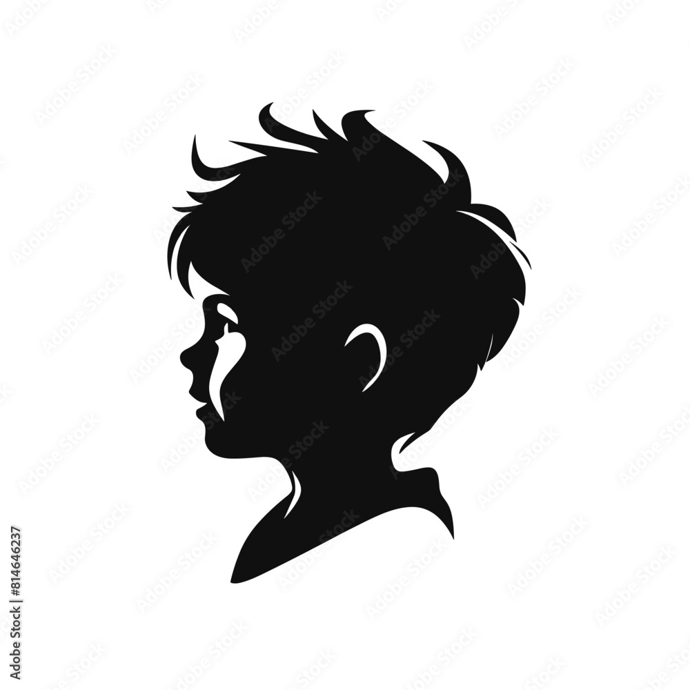 Cute child portrait silhouette vector design isolated on white background Cute child portrait silhouette vector design isolated on white background