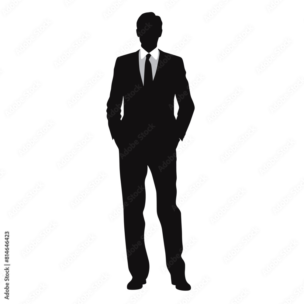 Businessman full body silhouette vector design isolated on white background