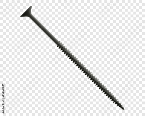 Self-tapping screw isolated on transparent background. Realistic 3d Vector illustration