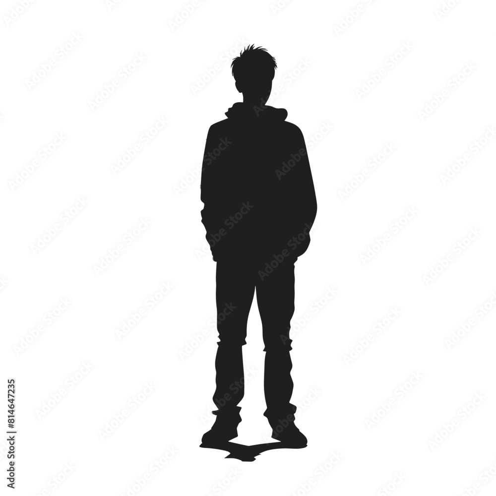 Teenager Standing Silhouette with Hands in Pockets
