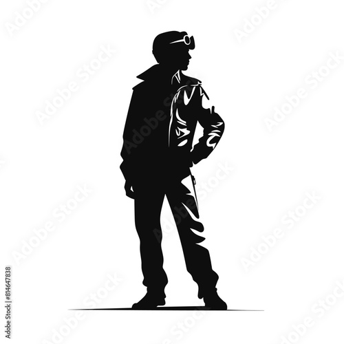 Pilot Silhouette with Sunglasses and Jacket