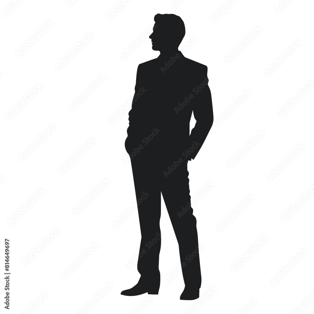 Silhouette of Casual Man Standing Relaxed
