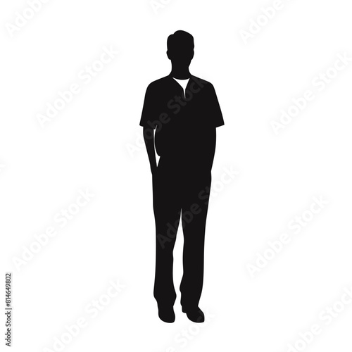 Silhouette of Man in Casual Outfit Standing