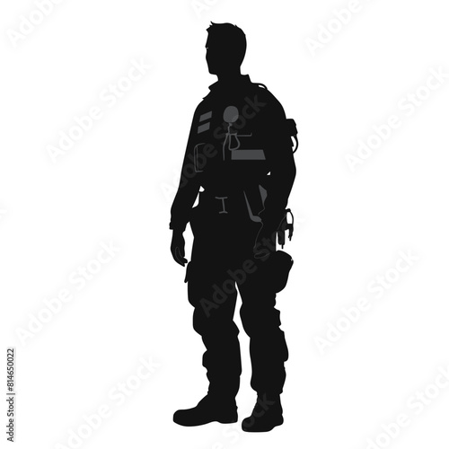 Silhouette of Soldier Ready for Action