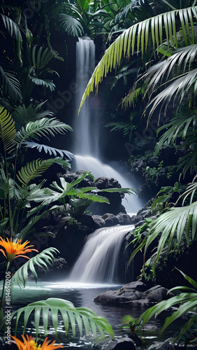 waterfall in jungle   long exposure phorto