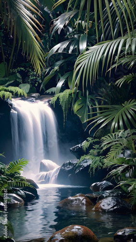 waterfall in jungle , long exposure phorto