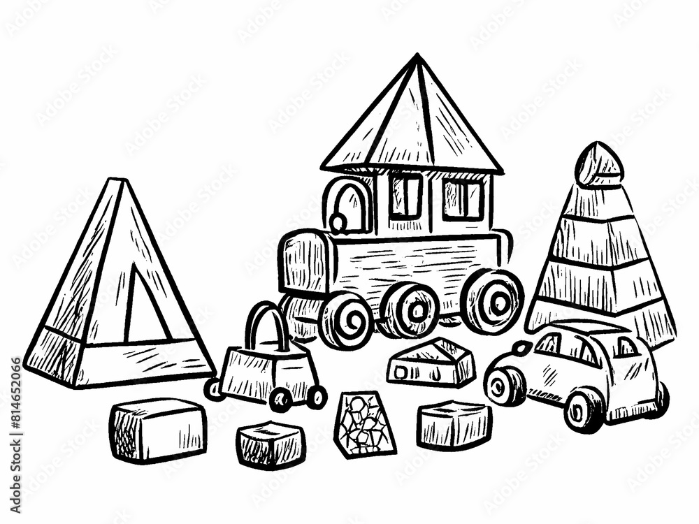 Obraz premium hand drawn illustration of a set of houses