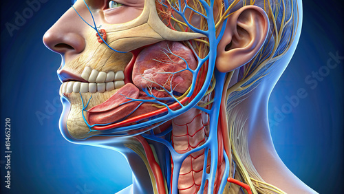 Detailed view of the pharynx's connection to the nasal passages and sinuses. photo