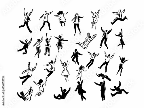 set of silhouettes of people