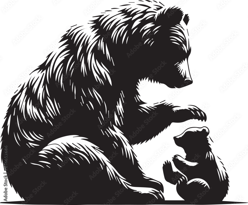 Grateful Dead Bears Black and White Vector art White Background Free