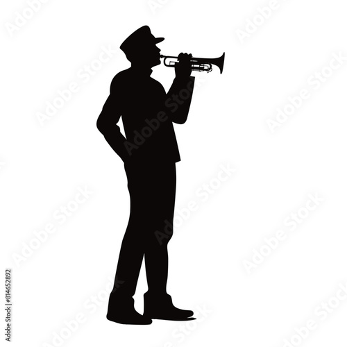 Man Playing Trumpet with Hat Silhouette