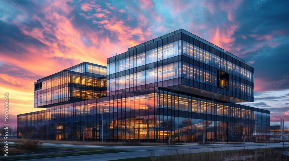 Obraz premium Exterior view of an modern designed office building