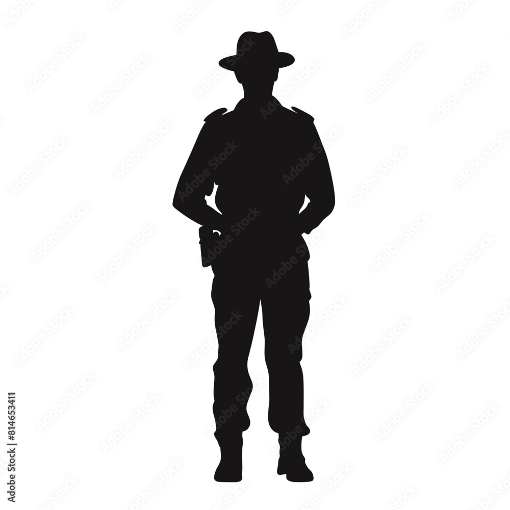 Rugged Cowboy Silhouette Standing Rugged Cowboy Silhouette Standing