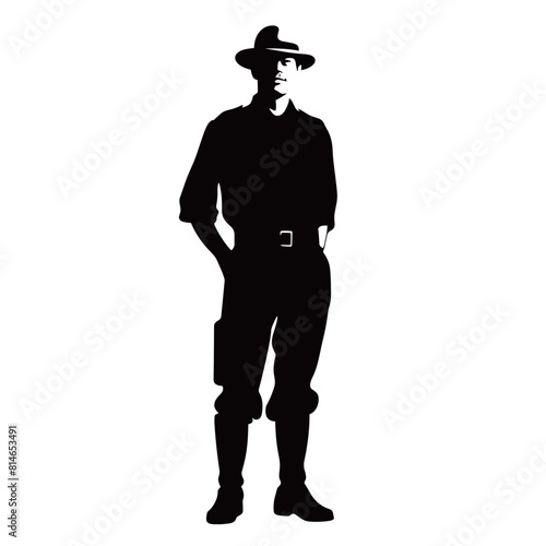 Cowboy Stance Silhouette with Hands on Belt