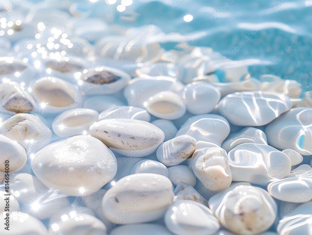 Pebbles in Water Fresh Summer Mood in White and Light Blue Pebbles in Water Fresh Summer Mood in White and Light Blue