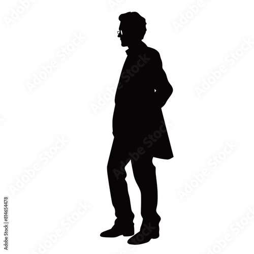 Stylish Man in Trench Coat and Glasses Silhouette