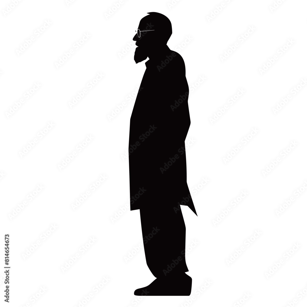 Sophisticated Man in Coat Looking Sideways Silhouette