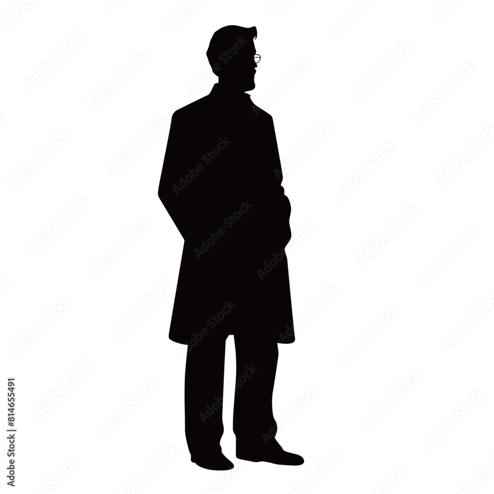 Professional Man in Overcoat Silhouette