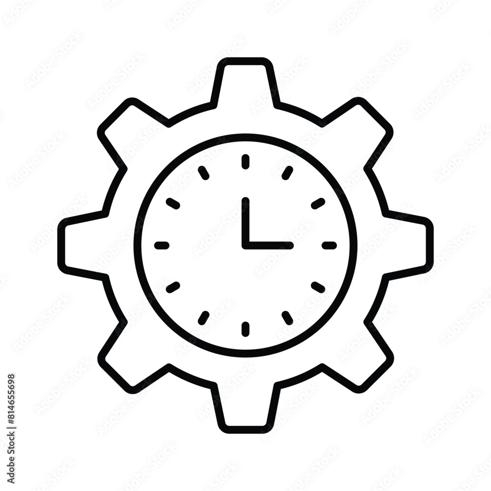Clock inside gear showing concept vector of time management, high quality graphics Clock inside gear showing concept vector of time management, high quality graphics
