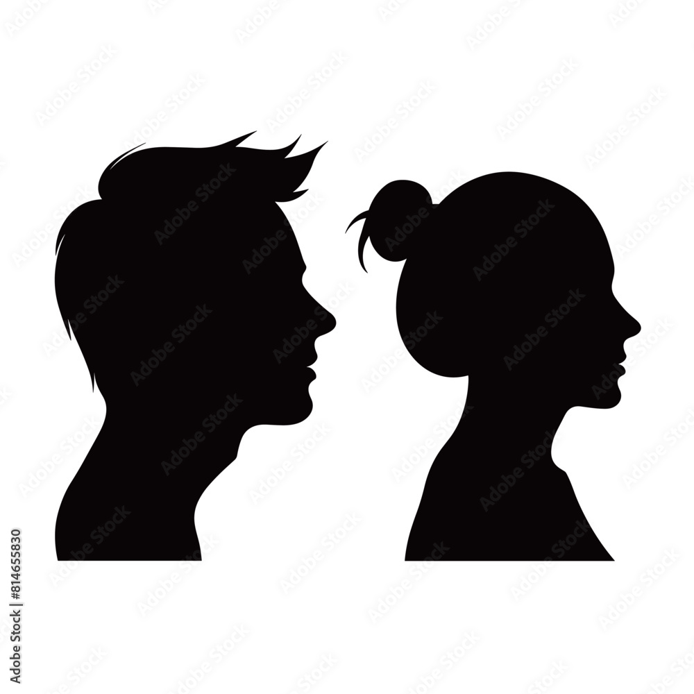 Couple Silhouette Profiles Man and Woman