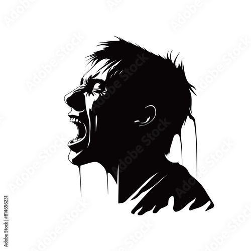Dynamic Male Silhouette Expressing Anger