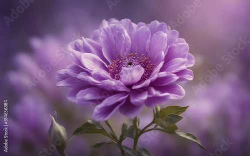 Delicate flower of pastel purple color painted with oil paint  close up