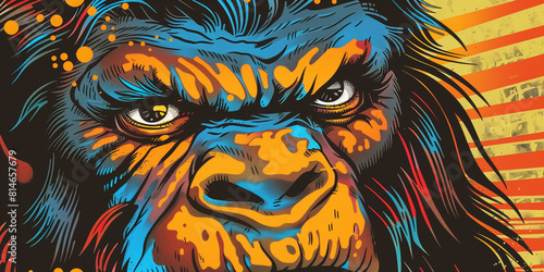 Colorful trippy retro style Bigfoot Sasquatch psychedelic art banner image