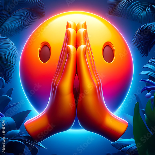 Expression de prière emoji 3D mains ensemble photo