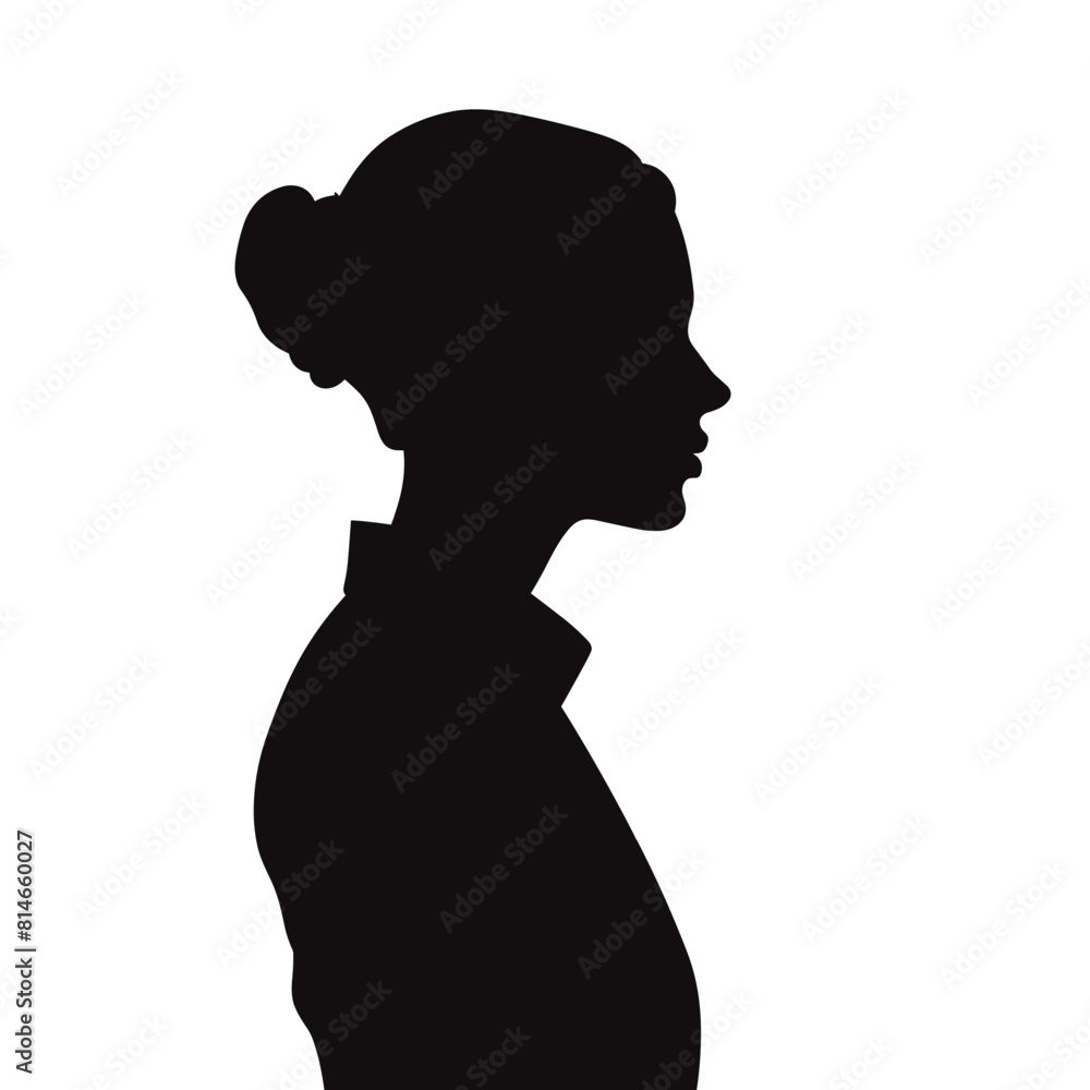 Woman's Profile Silhouette with Bun Hairstyle Woman's Profile Silhouette with Bun Hairstyle