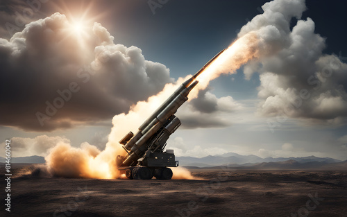 Military missile attack launch, air defence systems concept