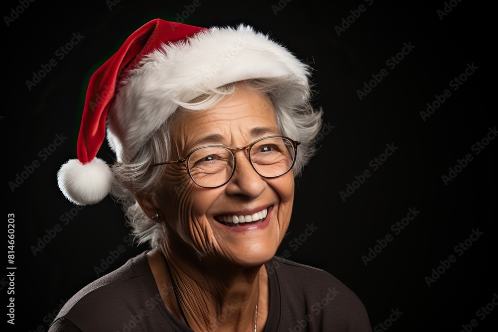 Smiling and happy senior woman in santa hat. Smiling and happy senior woman in santa hat.
