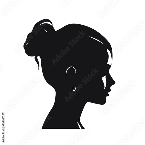 Elegant Woman Profile Silhouette with Updo and Earring