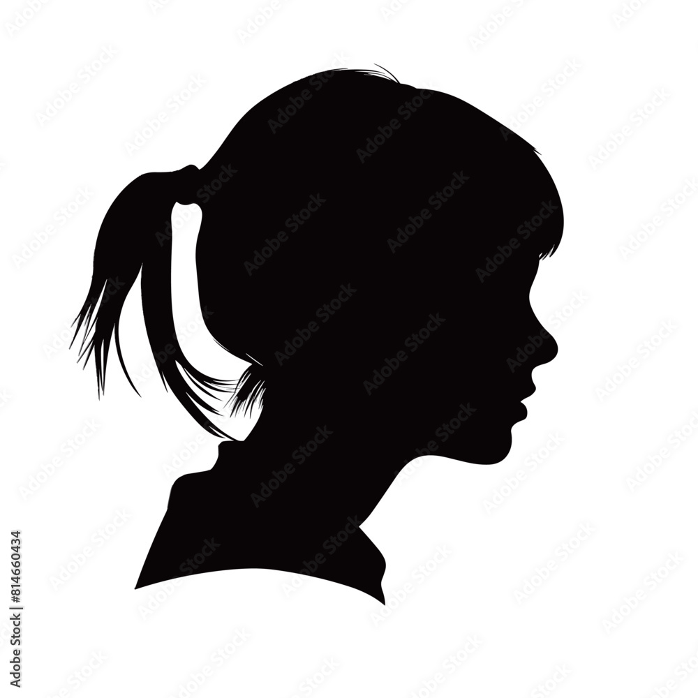 Child Profile Silhouette with Playful Ponytail