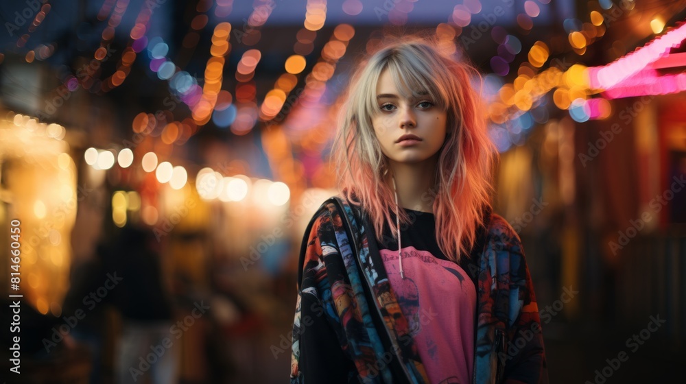 Generative AI Portrait of a young girl, street fashion Generative AI Portrait of a young girl, street fashion