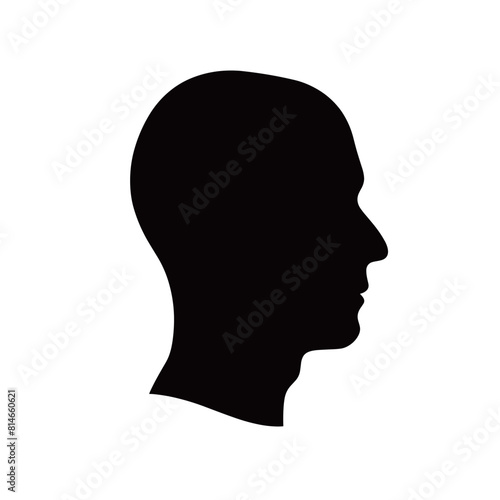 Bald Man Profile Silhouette in Simple Style © Minimal Blue