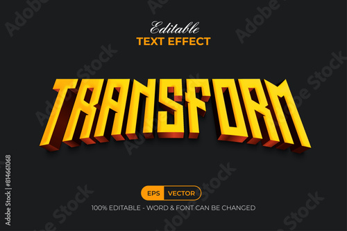Transform Text Effect Modern Curved Style. Editable Text Effect.