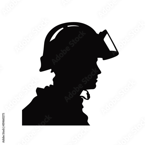 Profile Silhouette of a Firefighter in Full Gear